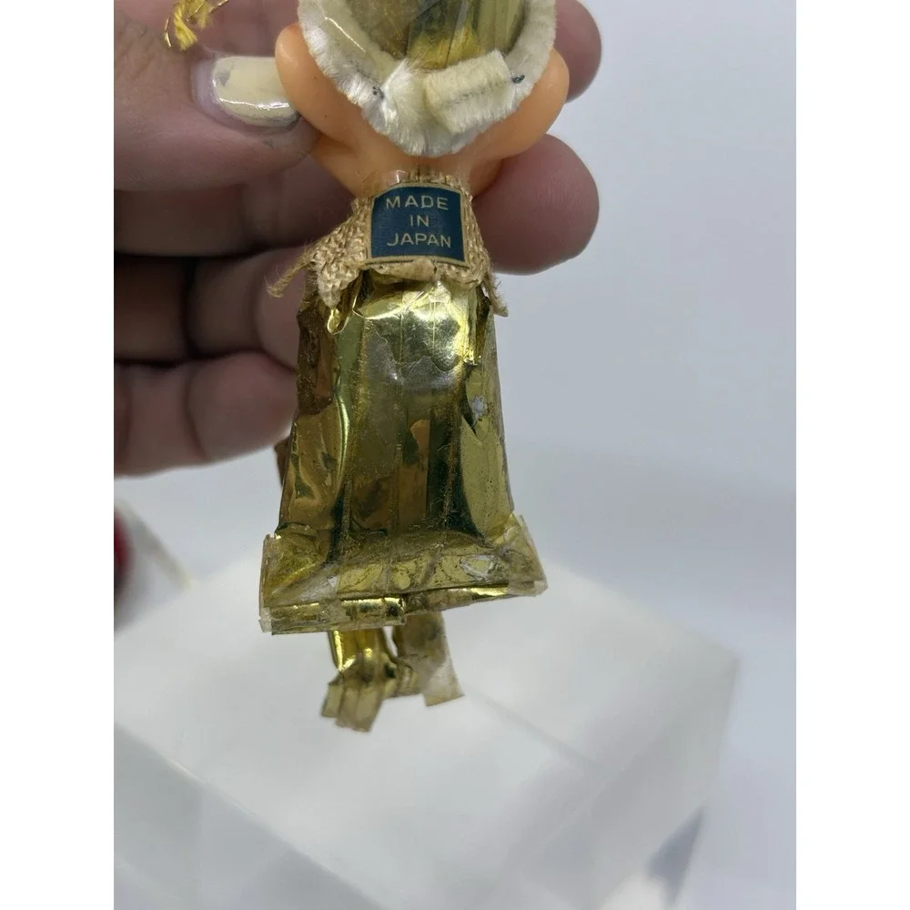VINTAGE DELTA JAPAN GOLD PIXIE ELF KNEE HUGGER CHRISTMAS ORNAMENT BIG NOSE W TAG
